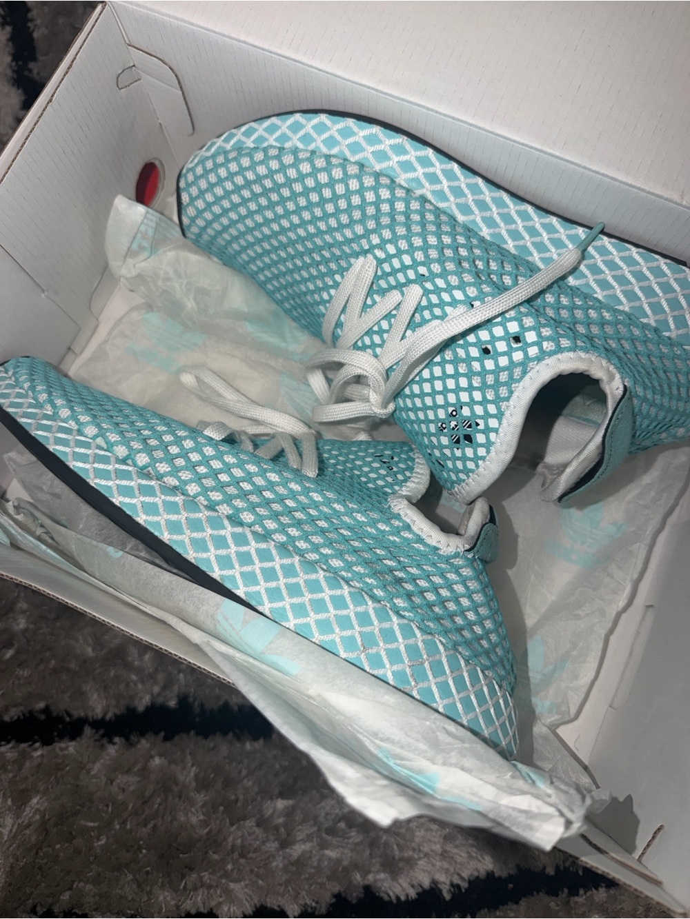 Adidas White and Black Deerupt Runner Box Label